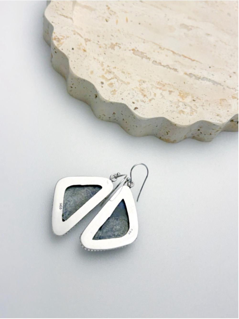 Lapis Lazuli Earrings Boho Southwest Vintage Style Handmade Sterling Silver 925 - Picture 6 of 7